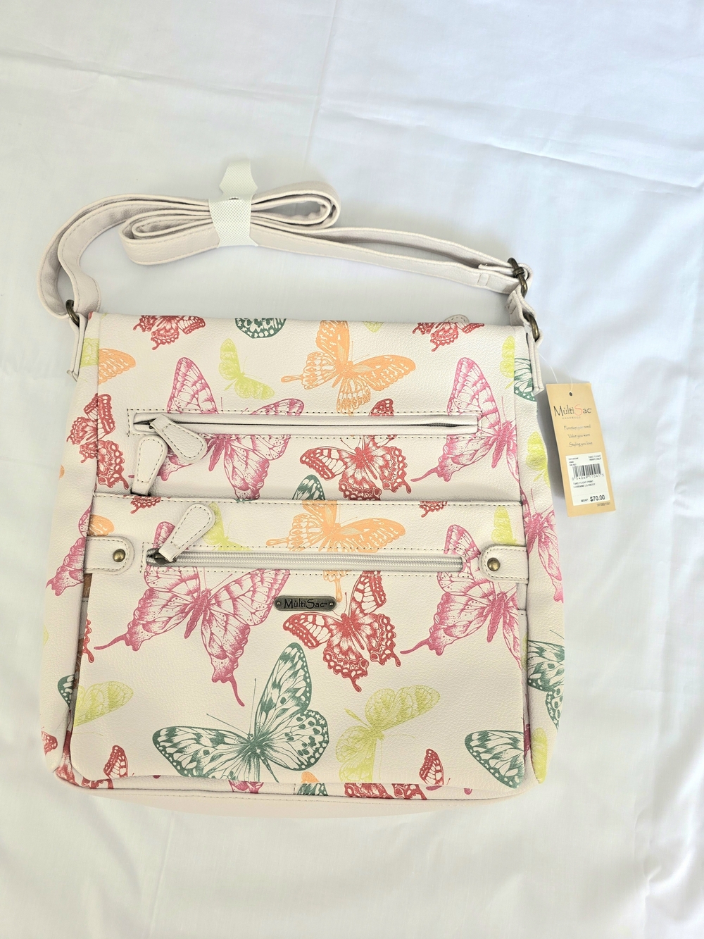 MultiSac Multi-Color Butterfly Large Crossbody Bag Lorraine Collection